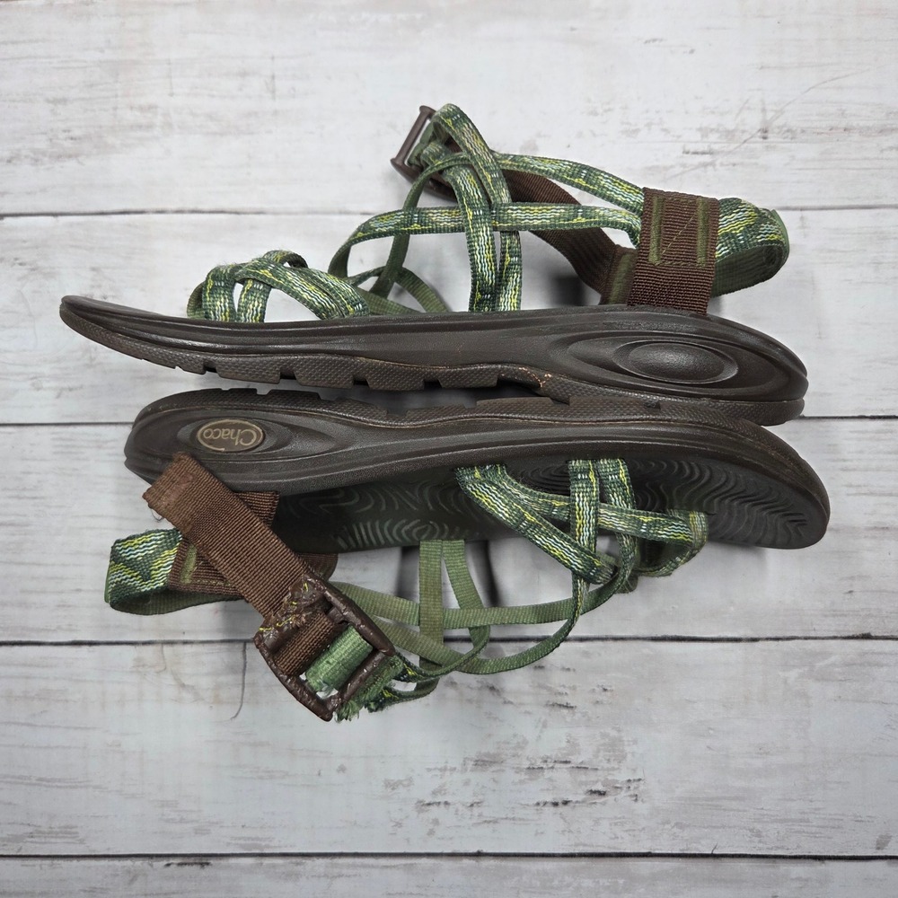 Chaco Z/Cloud 2 Sandal Toe Loop Hiking Women 7 Green Brown J106214 BROKEN BUCKLE - Picture 9 of 11